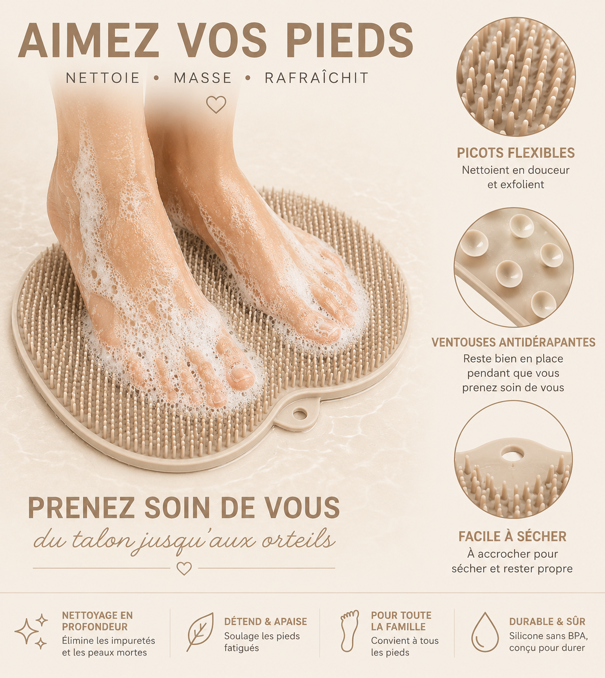Tapis Nettoyant & Massant Pour Pieds